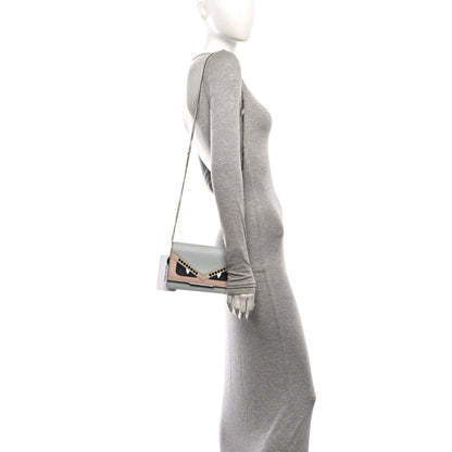 Fendi Vitello Elite Monster Eyes Studded Tube Wallet on Chain Grigio Perla Multicolor 2 of 11