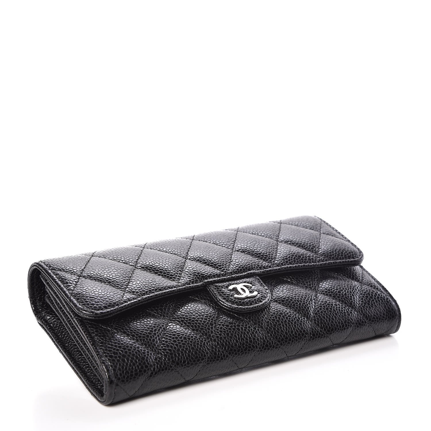 Chanel Caviar Quilted Large Gusset Flap Wallet Black 4 of 11
