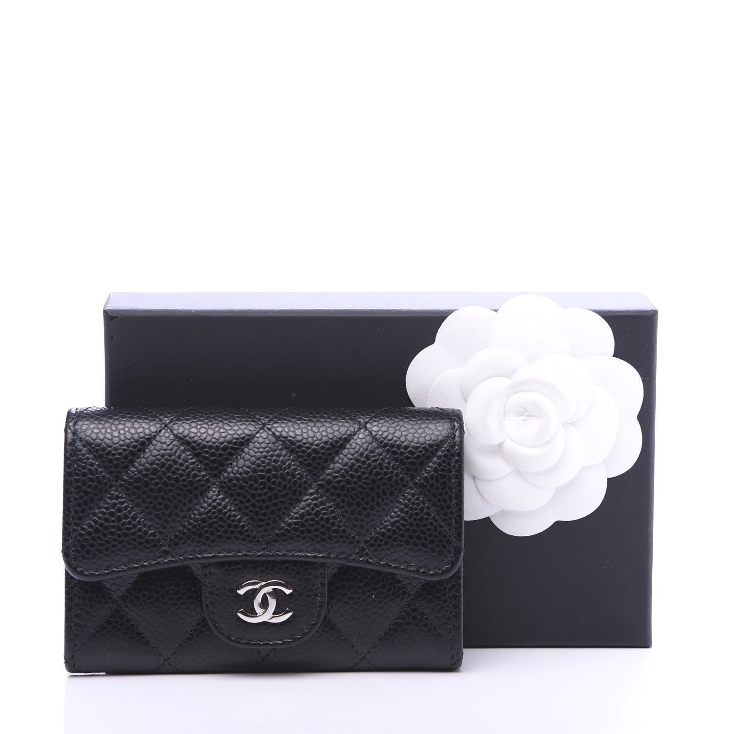 Chanel Caviar Quilted Flap Card Holder Wallet Black 9 of 9