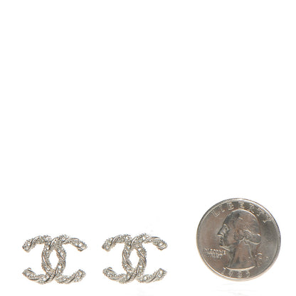Chanel Crystal CC Twisted Earrings Silver 2 of 5
