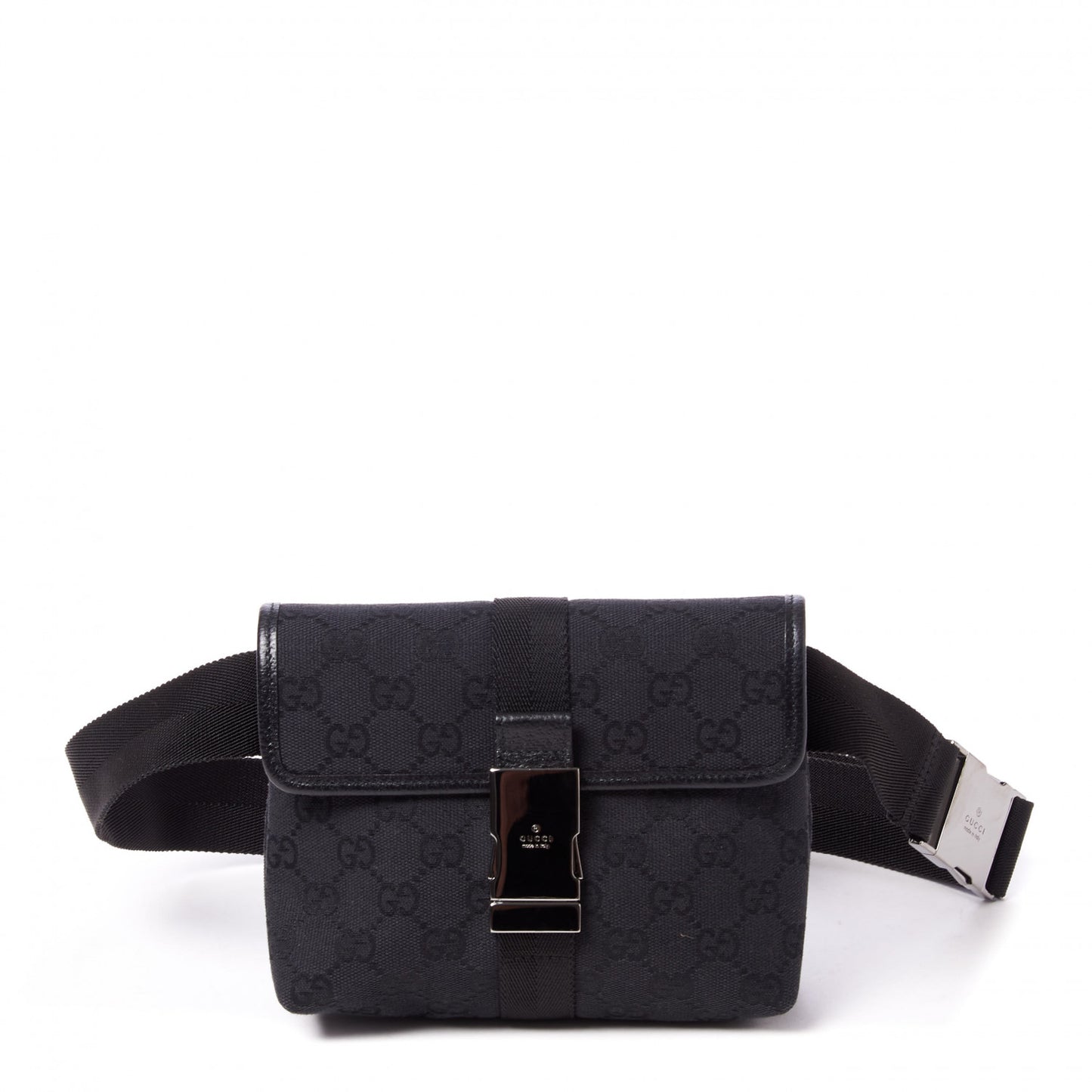 GG Monogram Web Buckle Belt Bag Black