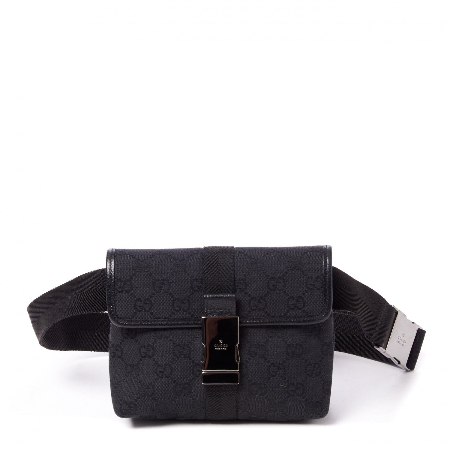 Gucci GG Monogram Web Buckle Belt Bag Black 1 of 8