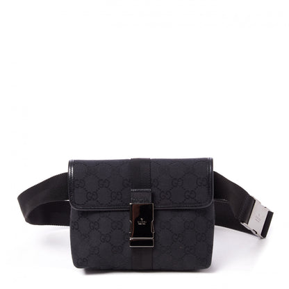Gucci GG Monogram Web Buckle Belt Bag Black 1 of 8