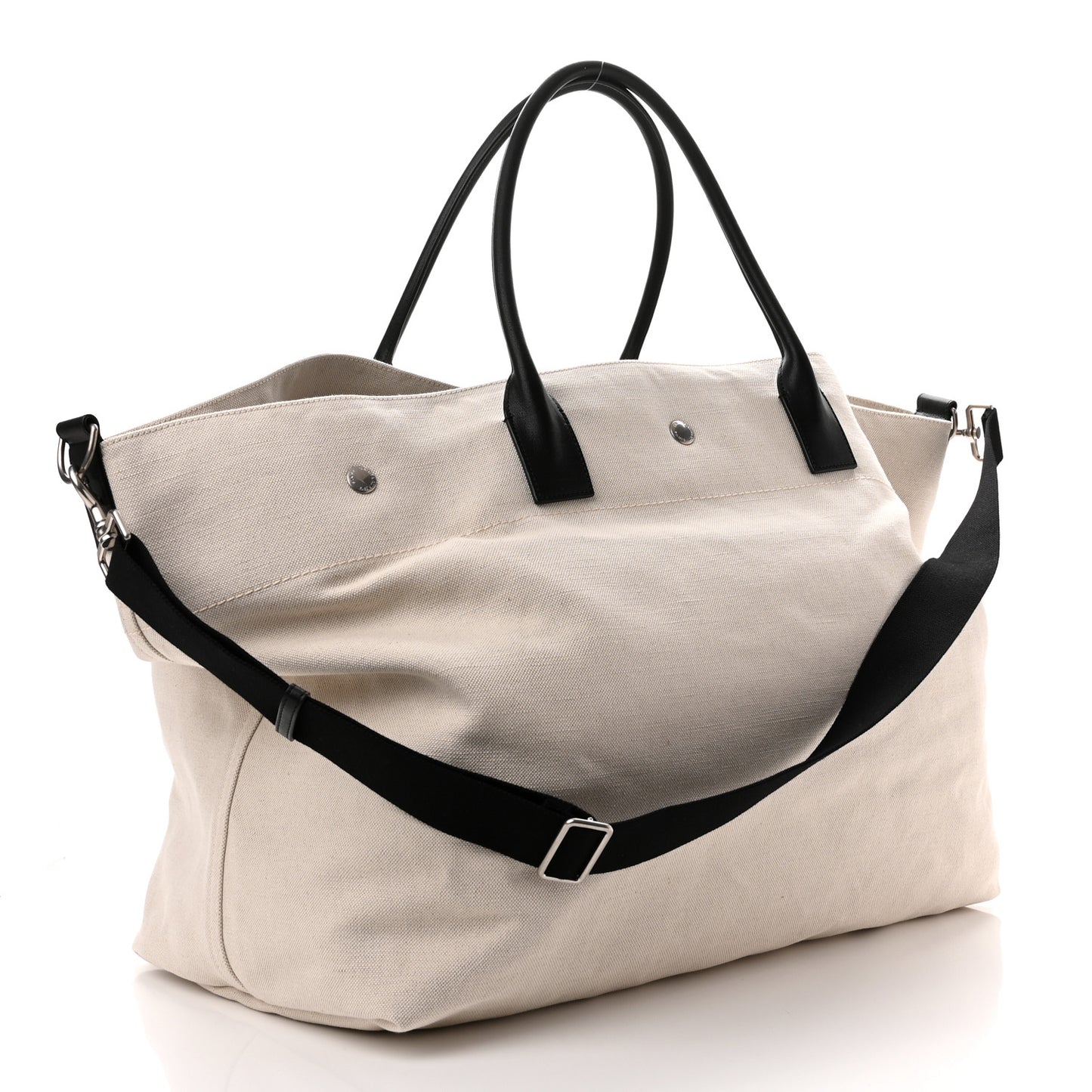 Linen Calfskin Rive Gauche Maxi Tote Grege et Noir