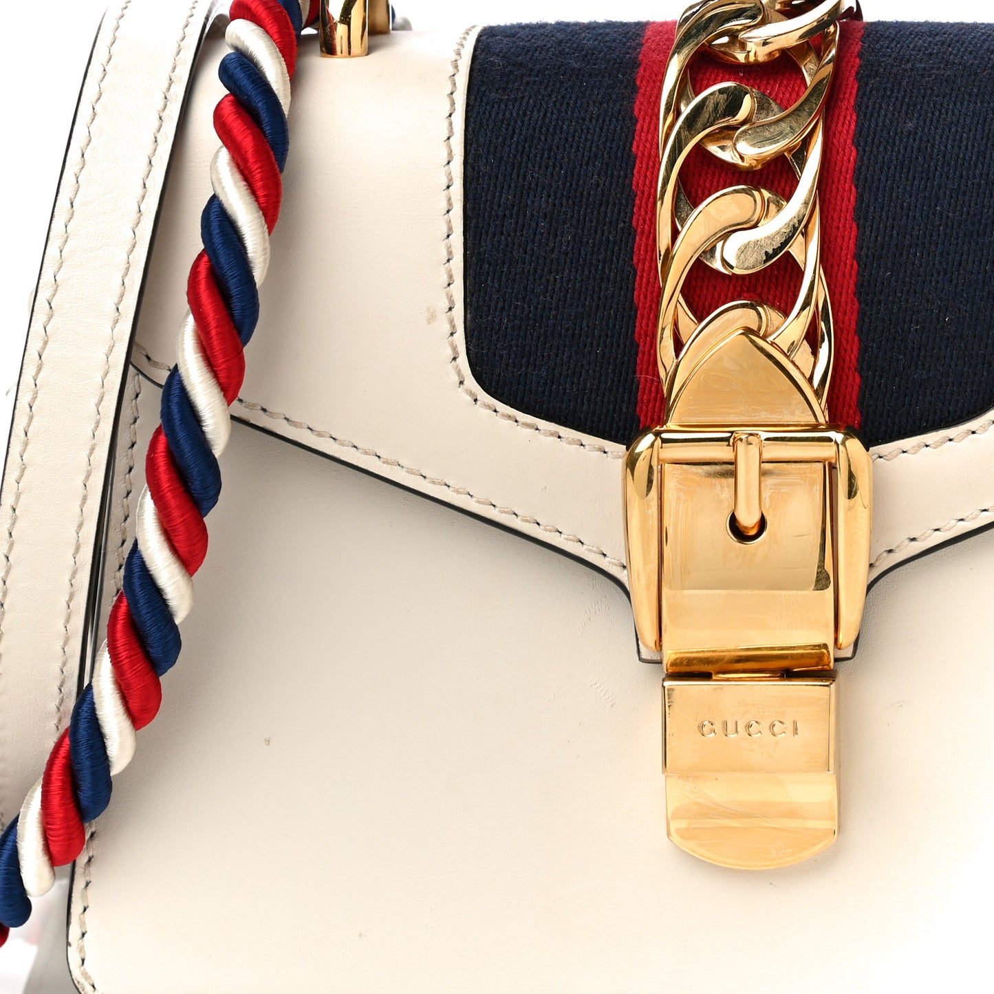 Calfskin Mini Sylvie Top Handle Bag White