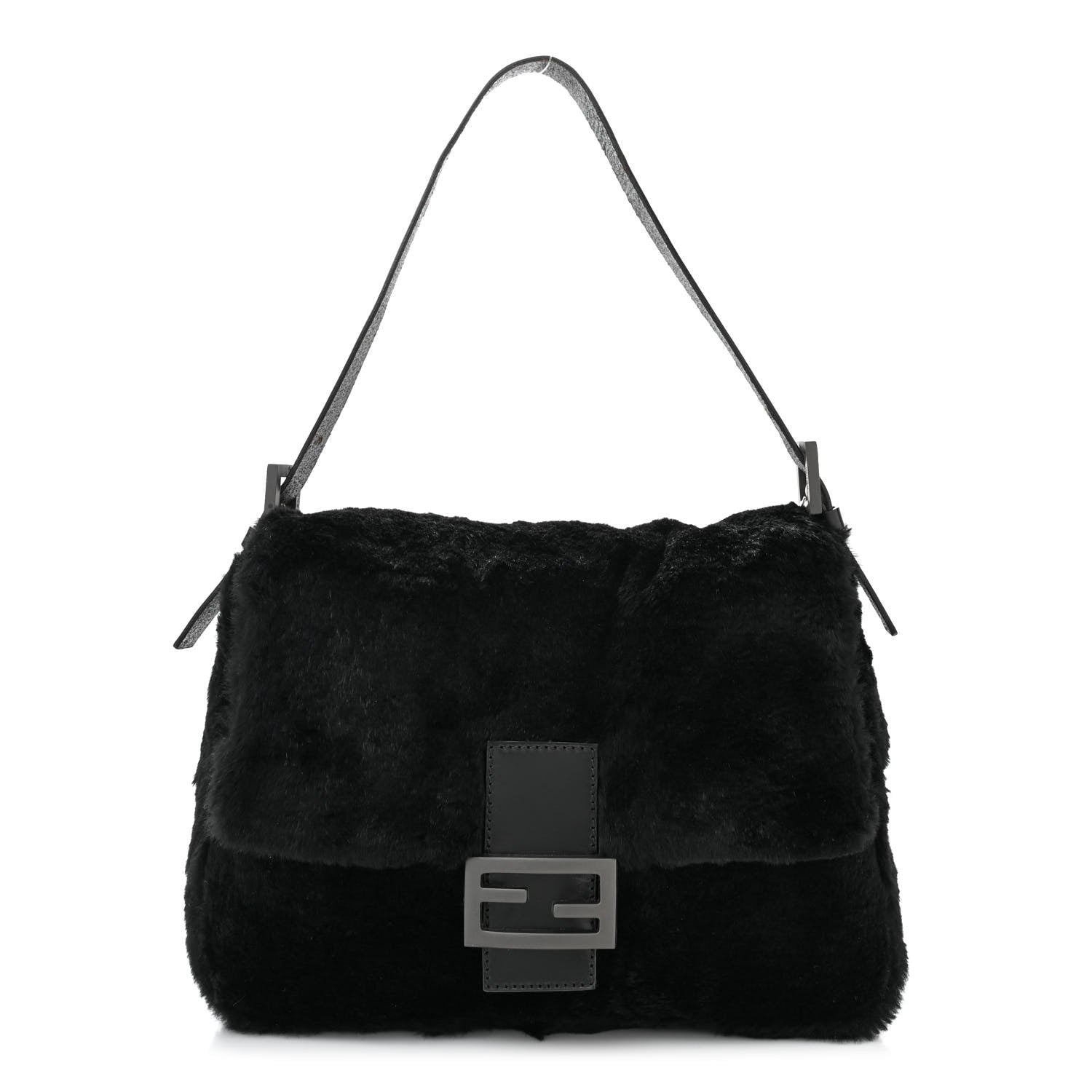 Fendi Rabbit Fur Mama Baguette Black 1 of 9