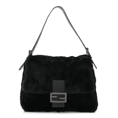 Fendi Rabbit Fur Mama Baguette Black 1 of 9
