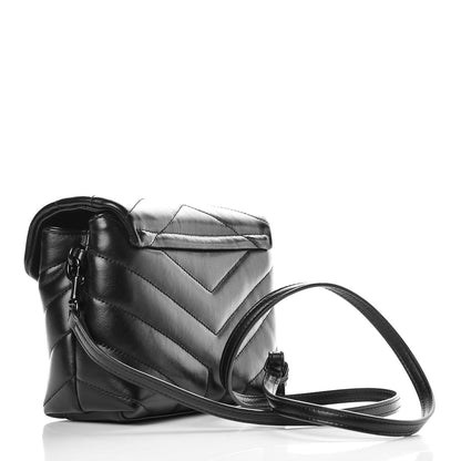 Saint Laurent Calfskin Y Quilted Monogram Toy Loulou Crossbody Bag Black 3 of 11
