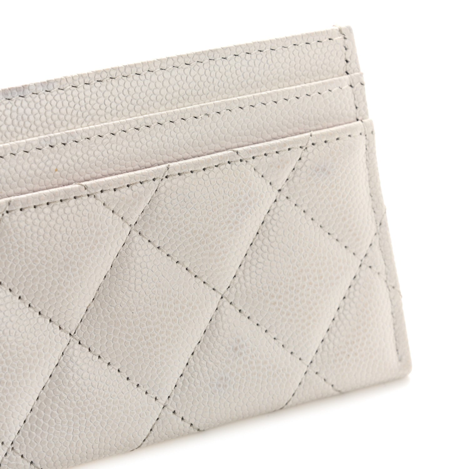 Chanel Caviar Quilted Textured CC Card Holder White 11 of 13