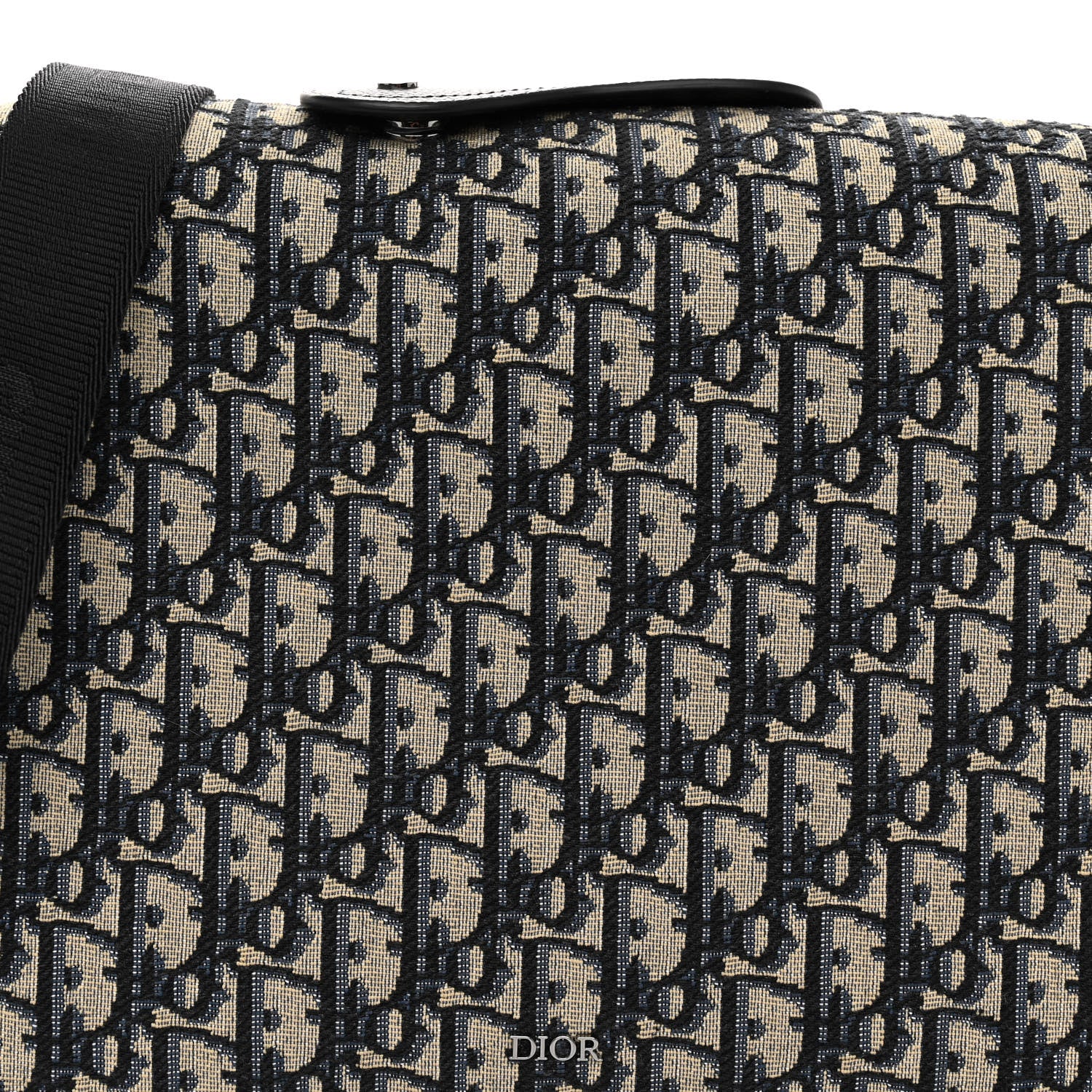 Christian Dior Oblique Jacquard Grained Calfskin Lingot Pouch Beige Black 7 of 10