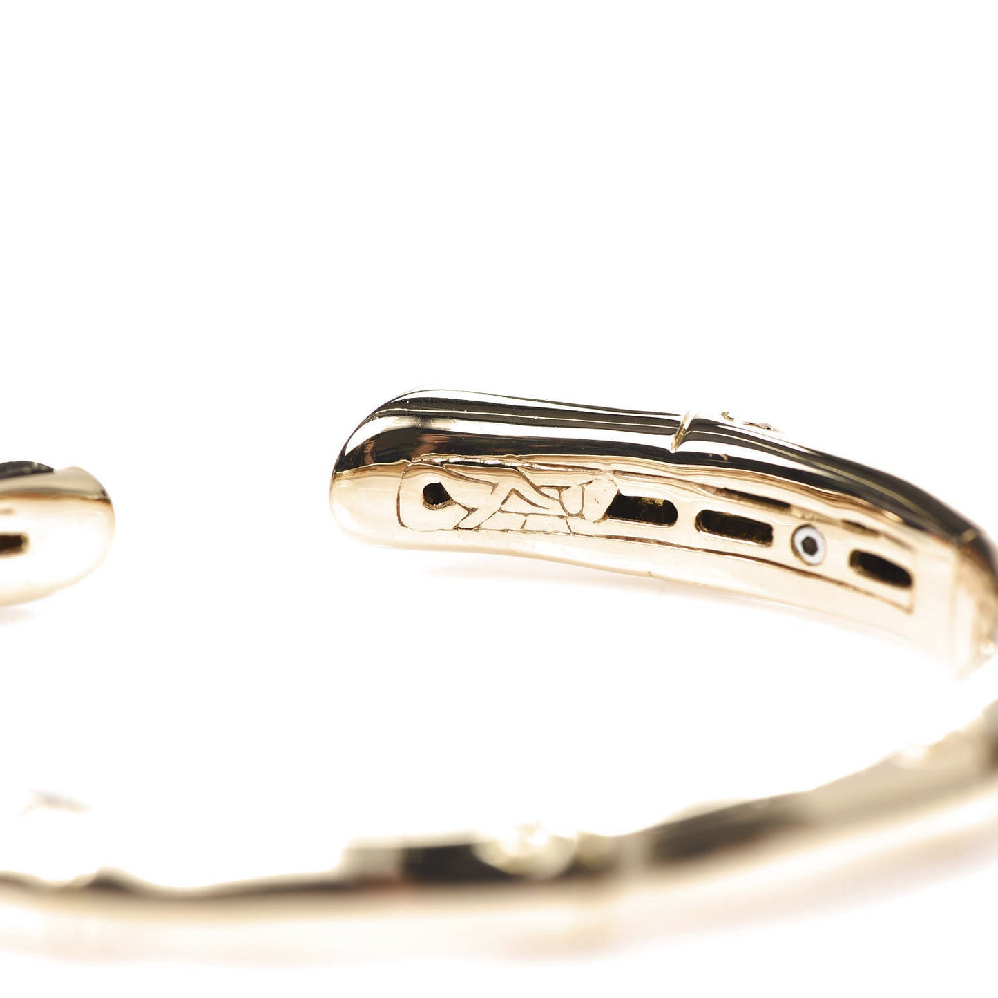 18K Yellow Gold Diamond Bamboo Kick Cuff Bracelet