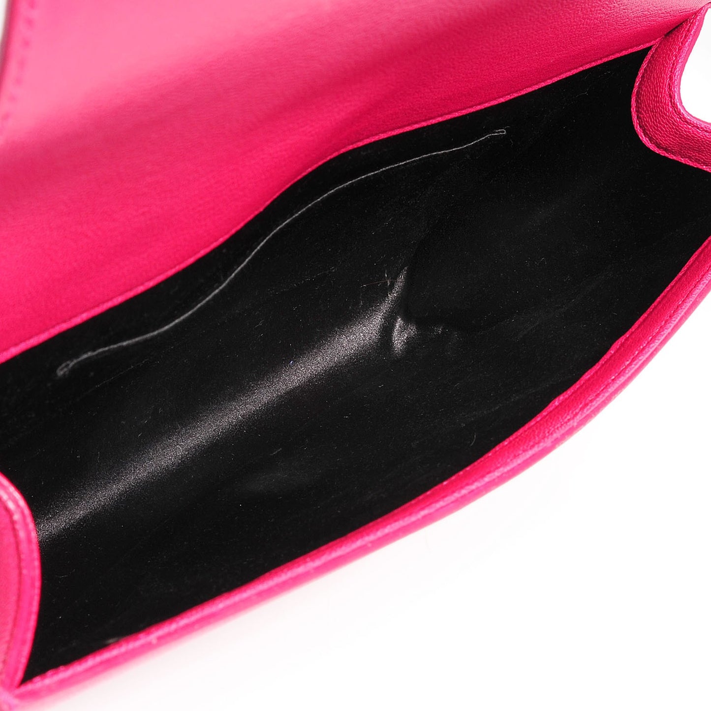 Goatskin Large Belle De Jour Clutch Fuchsia