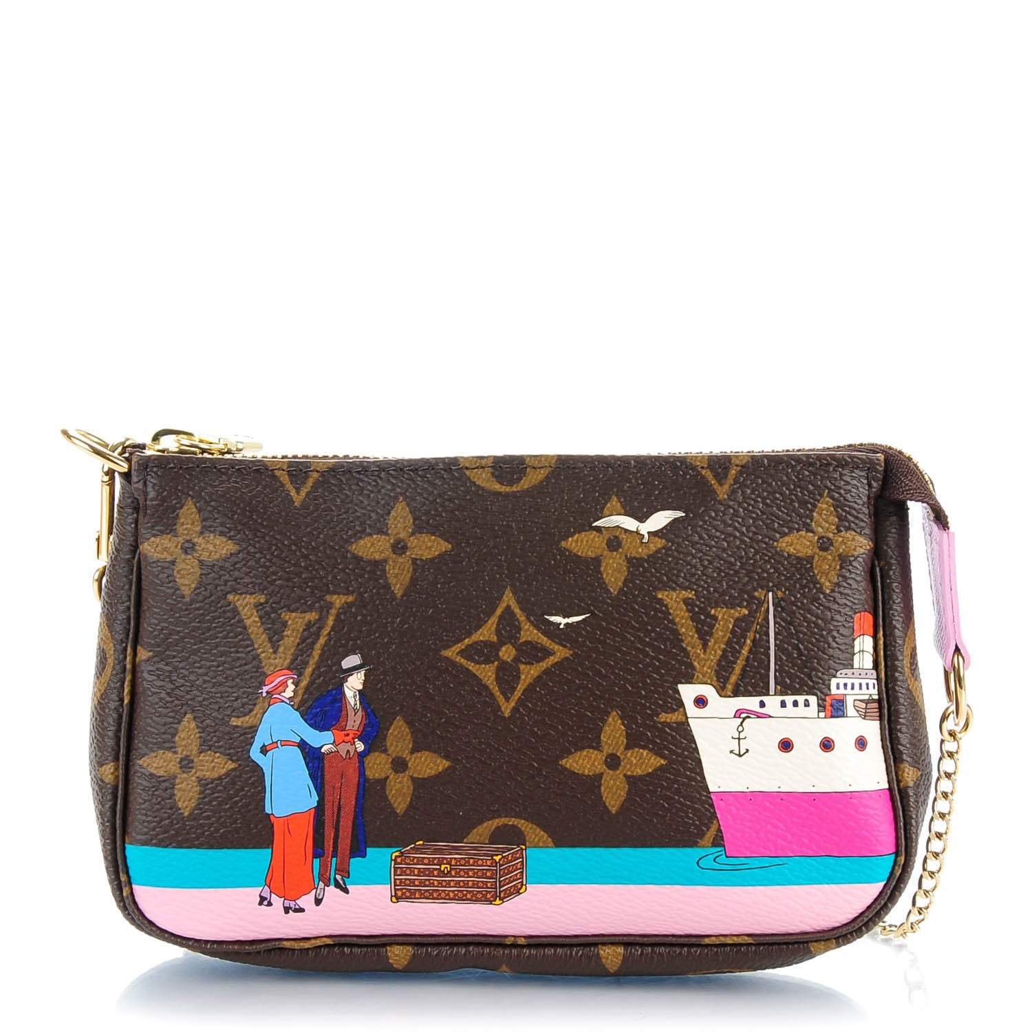 Louis Vuitton Monogram 2016 Christmas Animation Mini Pochette Accessories Rose Ballerine 1 of 7
