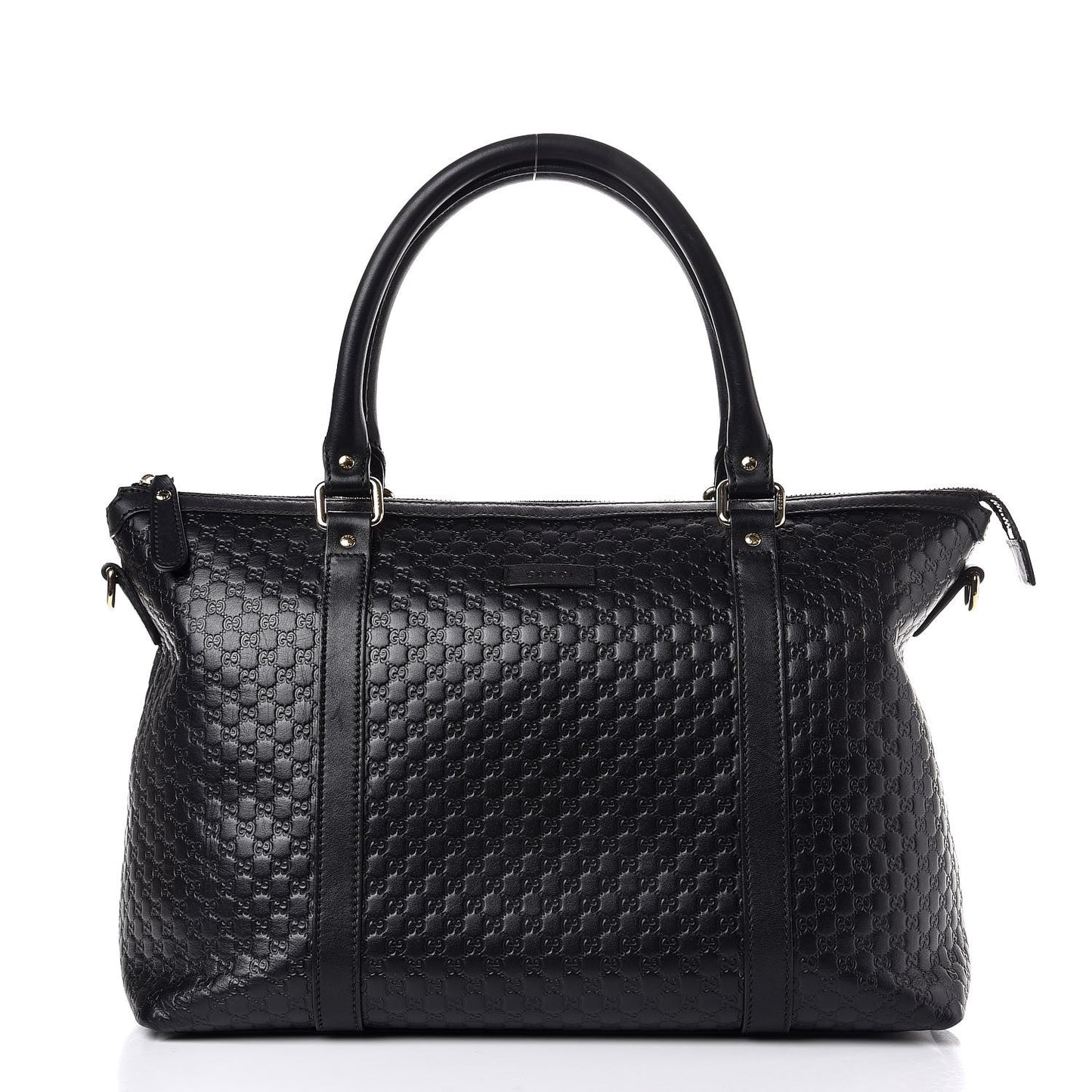 Soft Microguccissima Medium Zippered Satchel Black