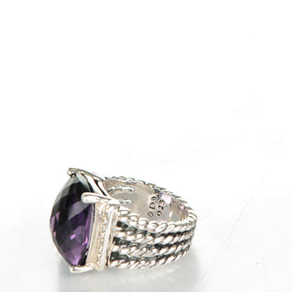 David Yurman Sterling Silver Diamond Amethyst 16mm Wheaton Ring 49 5 4 of 5