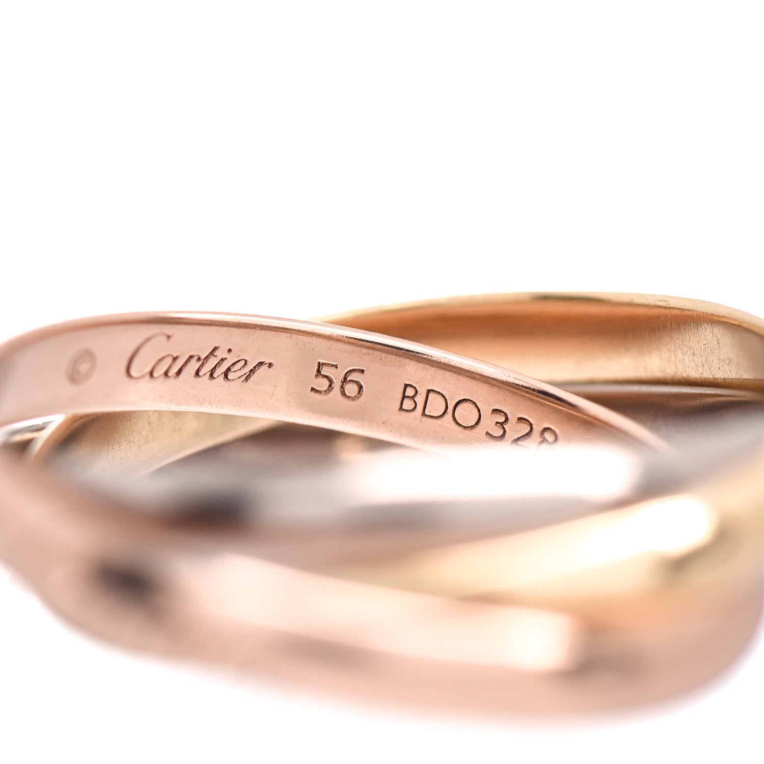 Cartier 18K Pink Yellow White Gold Small Trinity Ring 56 7.5 4 of 5