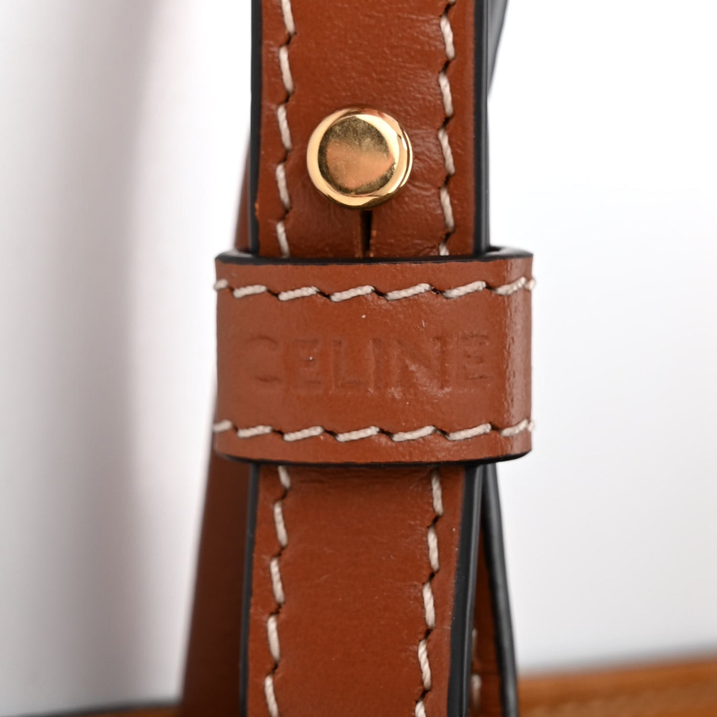 Triomphe Canvas Calfskin Mini Vertical Cabas Tan