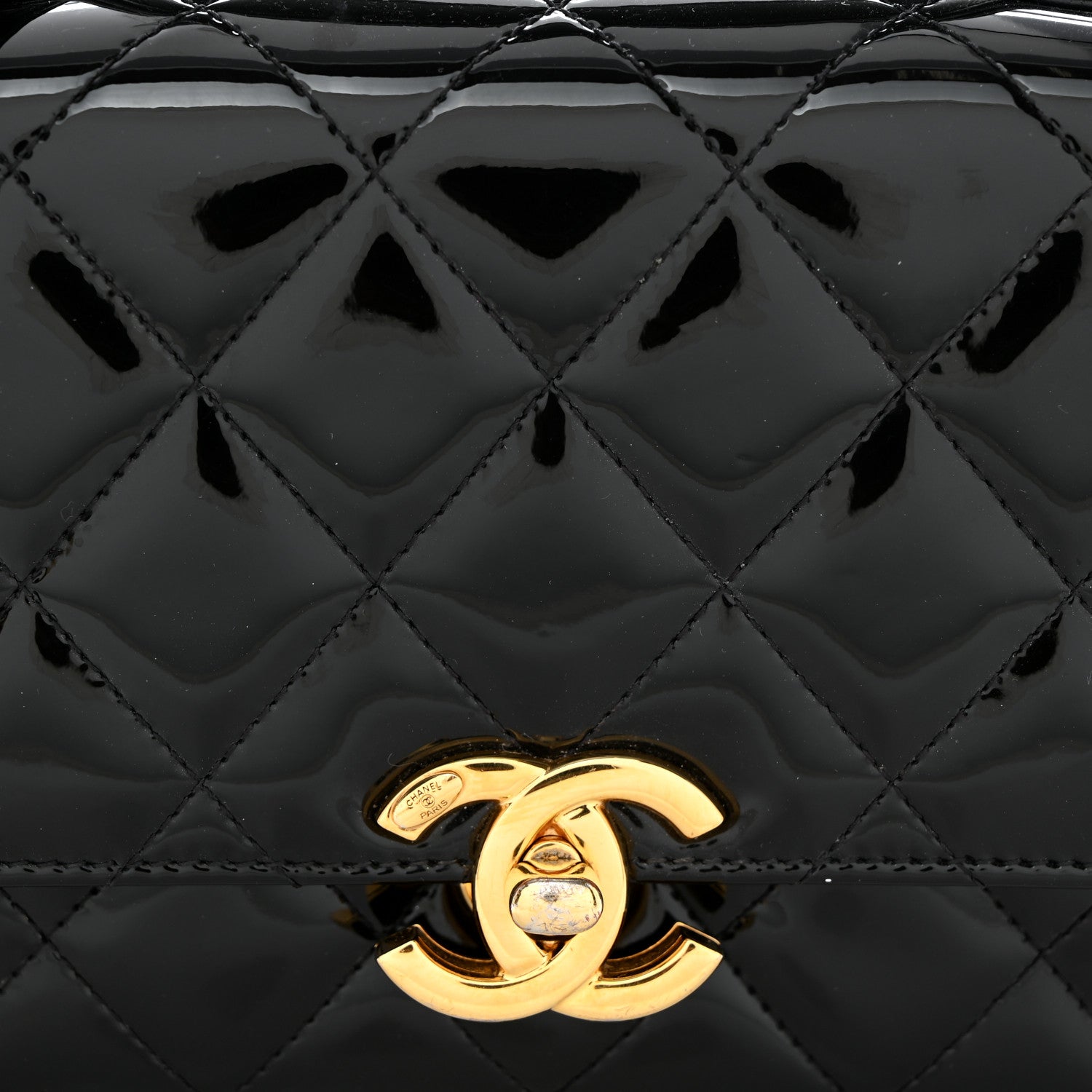 Chanel Patent Quilted Mini Golden Plate Flap Black 8 of 15