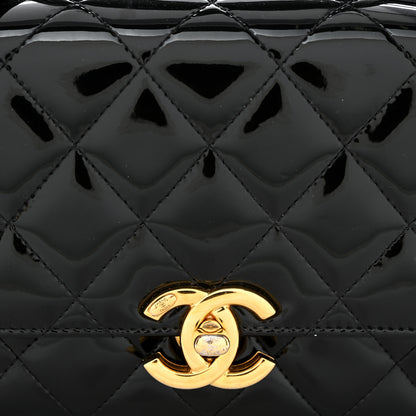 Chanel Patent Quilted Mini Golden Plate Flap Black 8 of 15