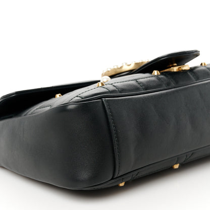 Gucci Calfskin Matelasse Studded Medium Pearly GG Marmont Shoulder Bag Black 10 of 11