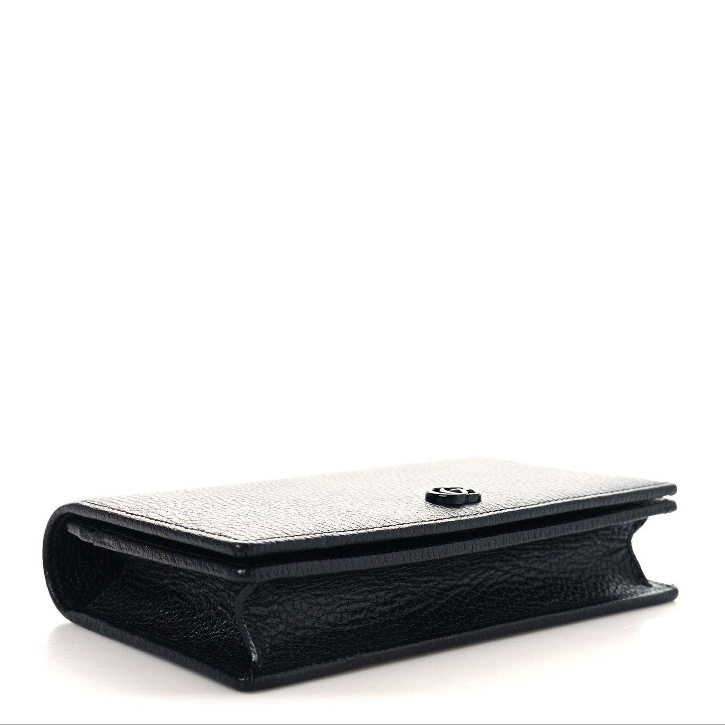 Dollar Calfskin Enamel Monochrome Mini GG Marmont Chain Wallet Black