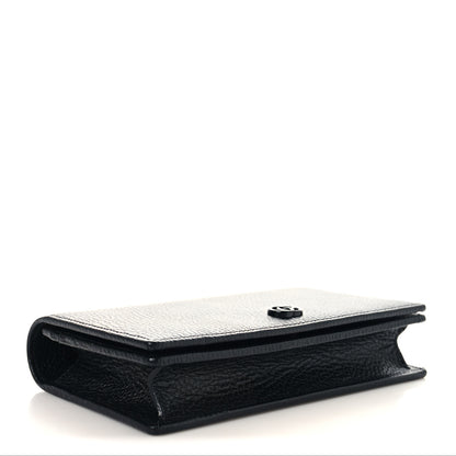 Gucci Dollar Calfskin Enamel Monochrome Mini GG Marmont Chain Wallet Black 3 of 9
