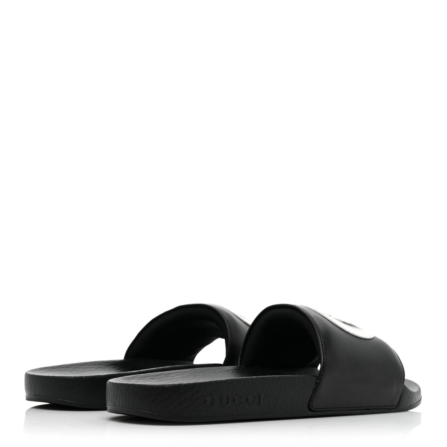 Nappa Miro Soft Calfskin Womens Interlocking G Slide Sandals 39 Black White