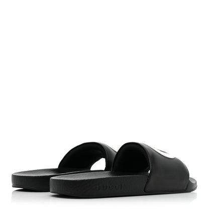 Gucci Nappa Miro Soft Calfskin Womens Interlocking G Slide Sandals 39 Black White 4 of 8
