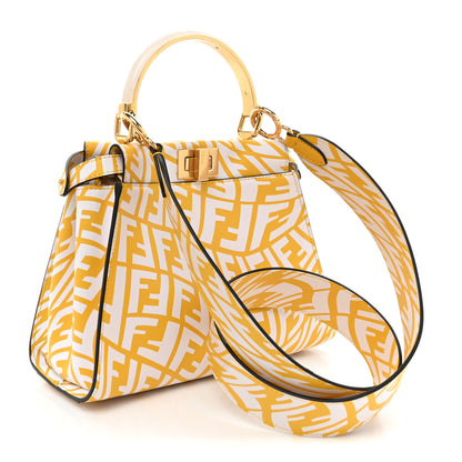 Fendi X SARAH COLEMAN Vitello Liberty Shiny Nappa Plexiglass FF Vertigo Mini Peekaboo Iconic Satchel Mimosa White 3 of 14