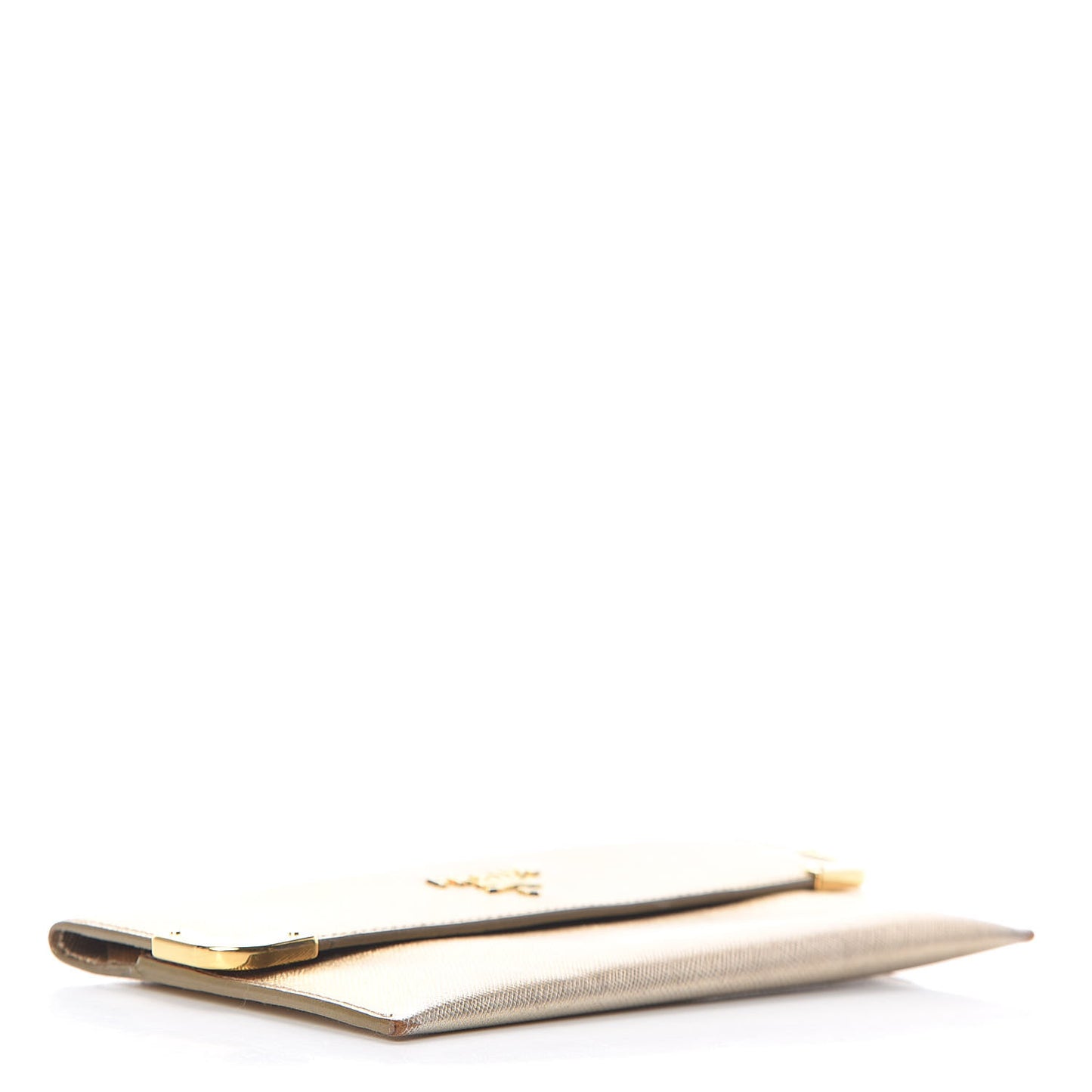 Saffiano Metal Bar Continental Flap Wallet Platino