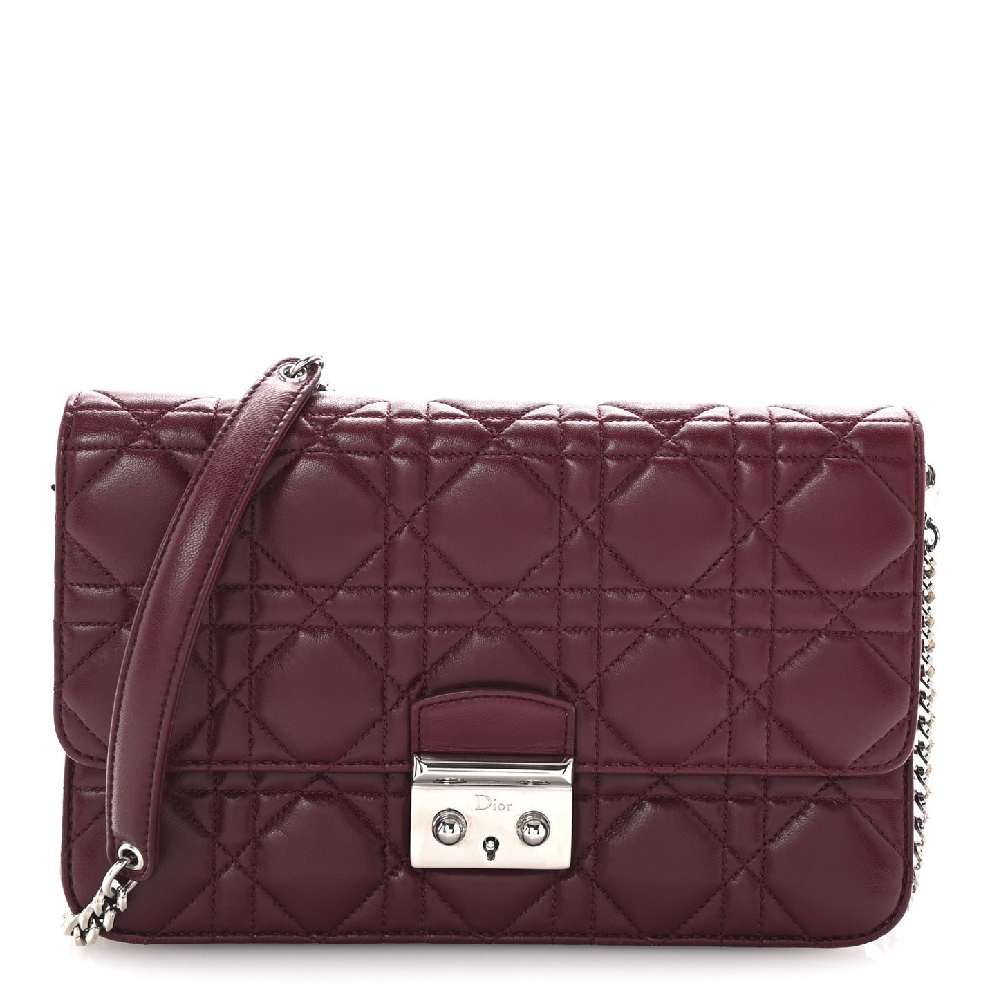 Lambskin Cannage Miss Dior Promenade Pouch Plum