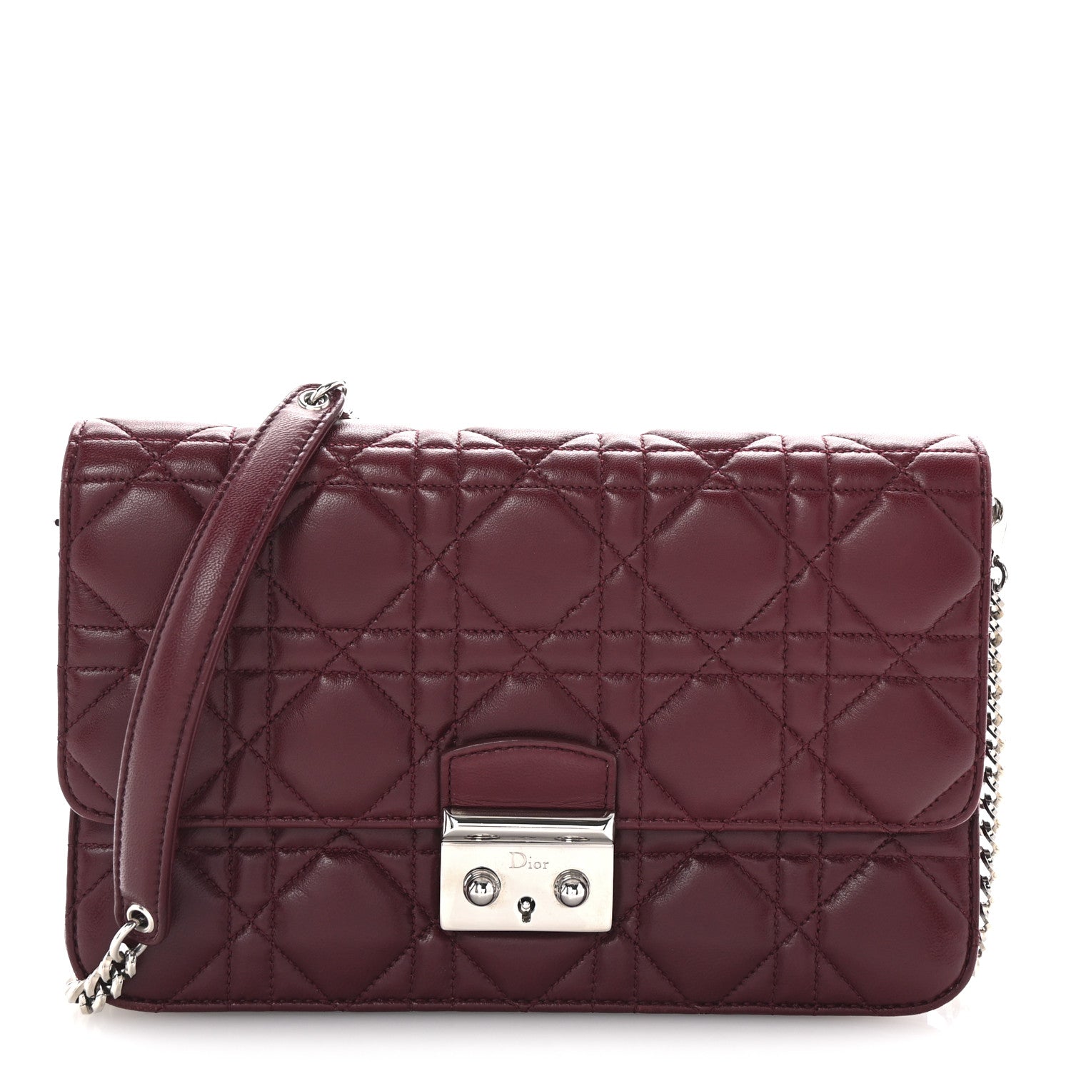 Christian Dior Lambskin Cannage Miss Dior Promenade Pouch Plum 1 of 11