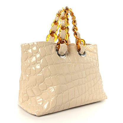 Miu Miu Vernice Alligator Embossed Shoulder Bag Sabbia 2 of 11