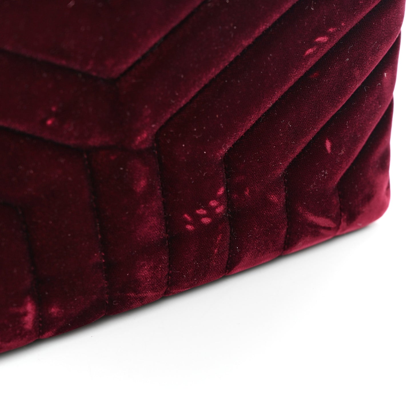 Velvet Y Quilted Monogram Small Loulou Chain Satchel Burgundy