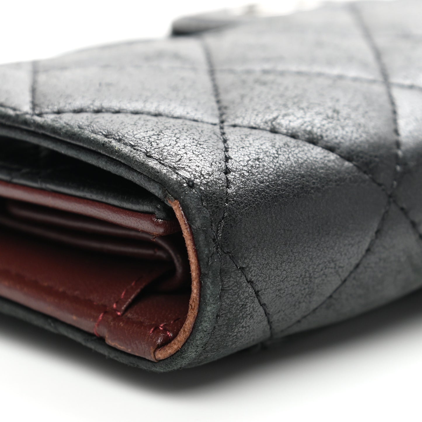Lambskin Quilted Large Flap Wallet Black
