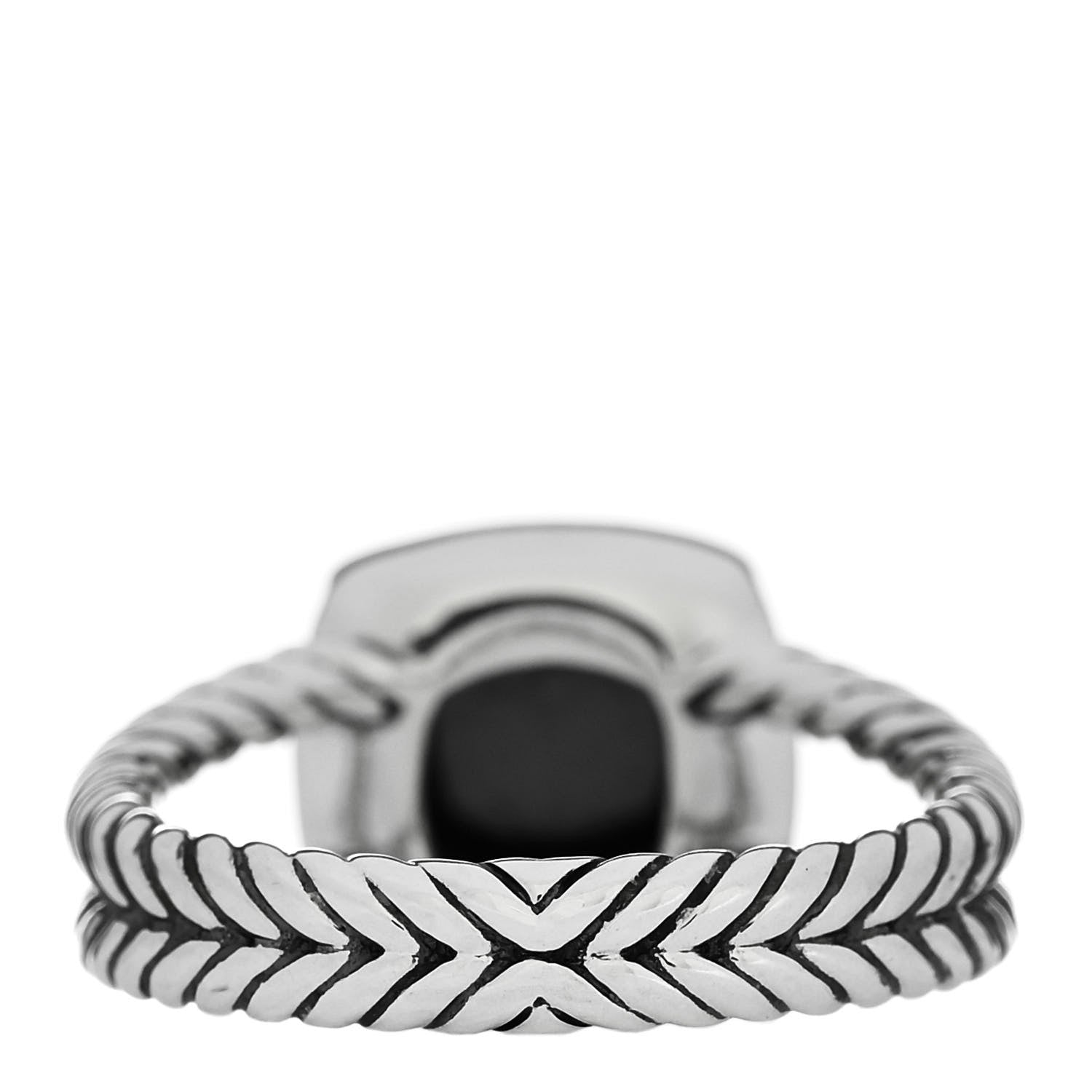 David Yurman Sterling Silver Diamond Hematite 7mm Petite Albion Ring 52 6 3 of 4