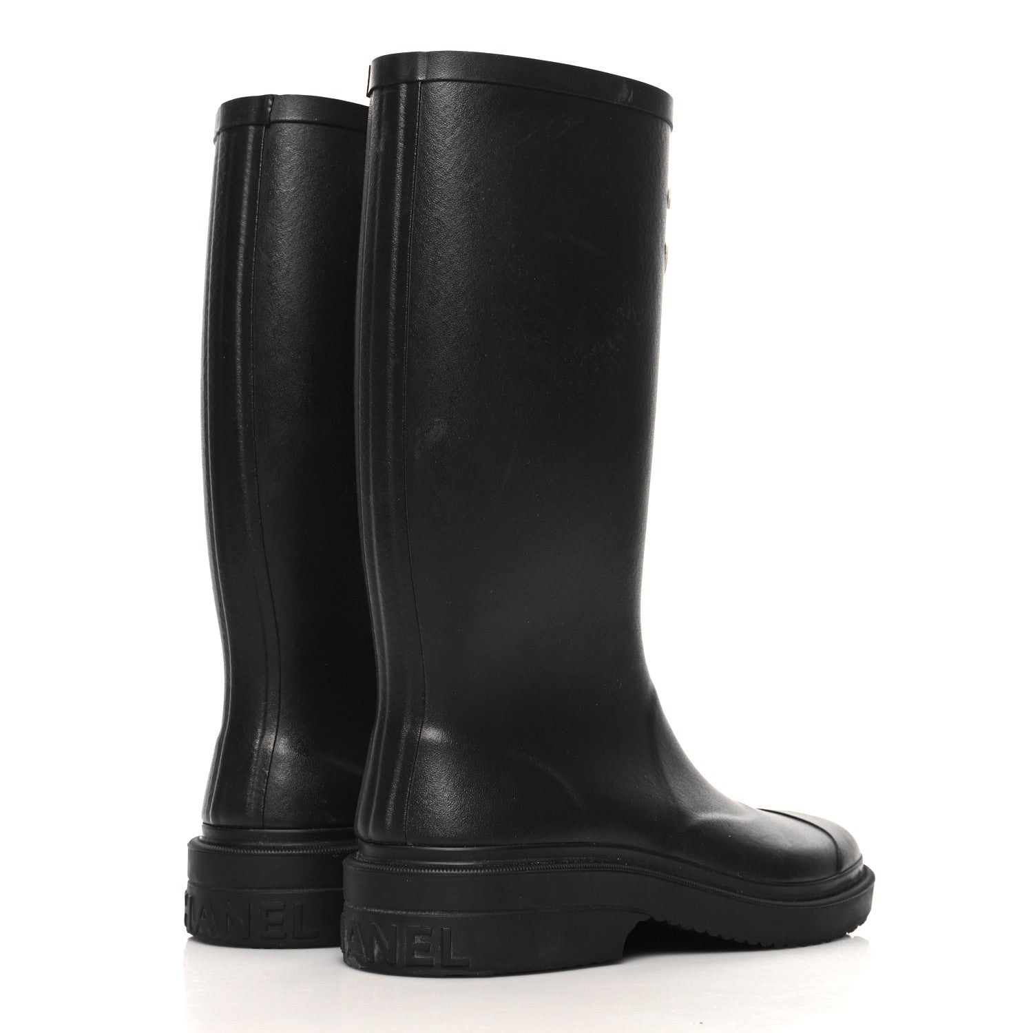 Chanel Caoutchouk CC High Boots 37 Black 5 of 8