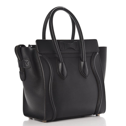 Celine Drummed Calfskin Micro Luggage Black 3 of 10