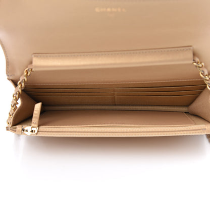 Chanel Metallic Galuchat Stingray Lambskin Boy Wallet On Chain WOC Gold 5 of 15