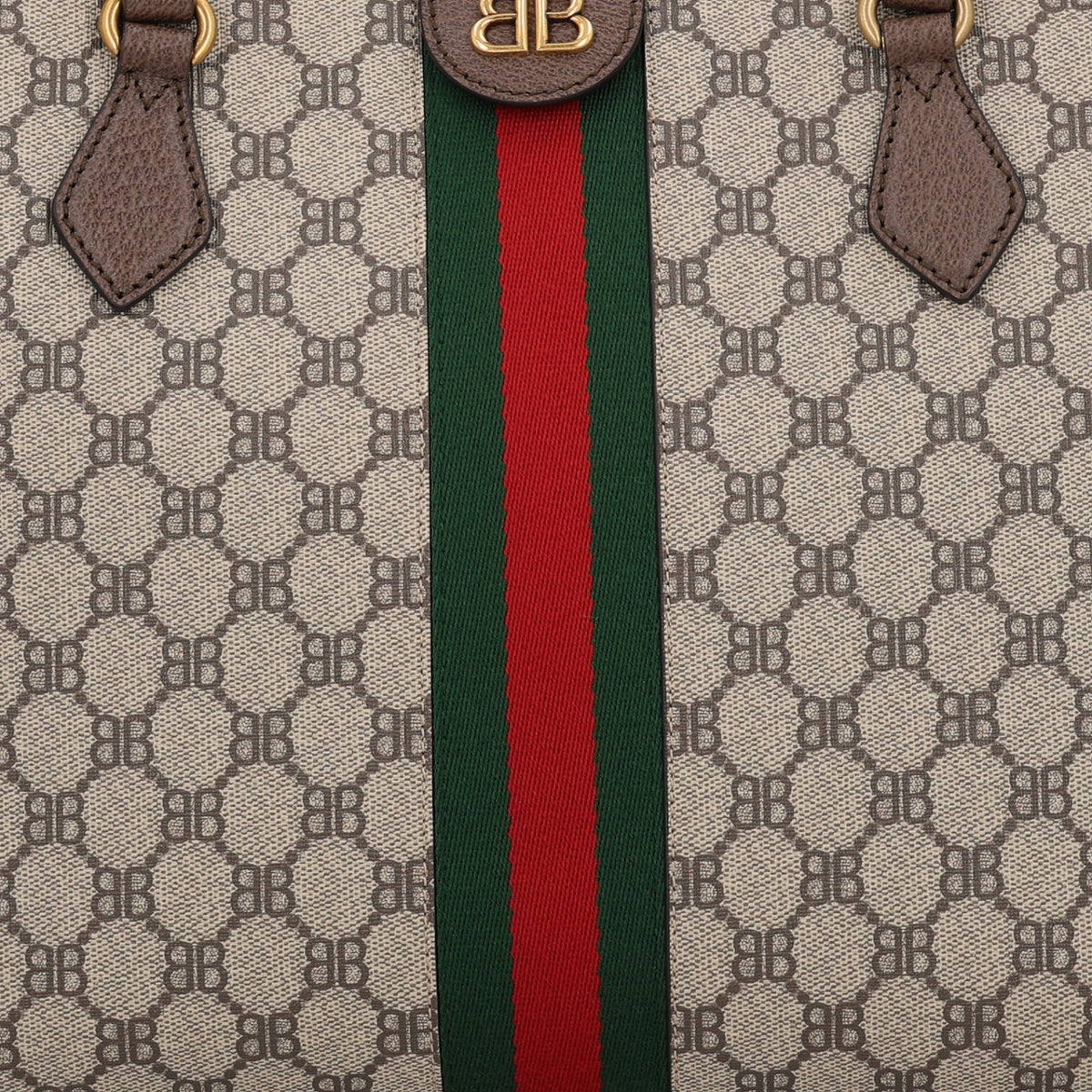 Gucci X BALENCIAGA BB Supreme Monogram Web Medium Ophidia Shopping Tote Beige New Acero 8 of 10