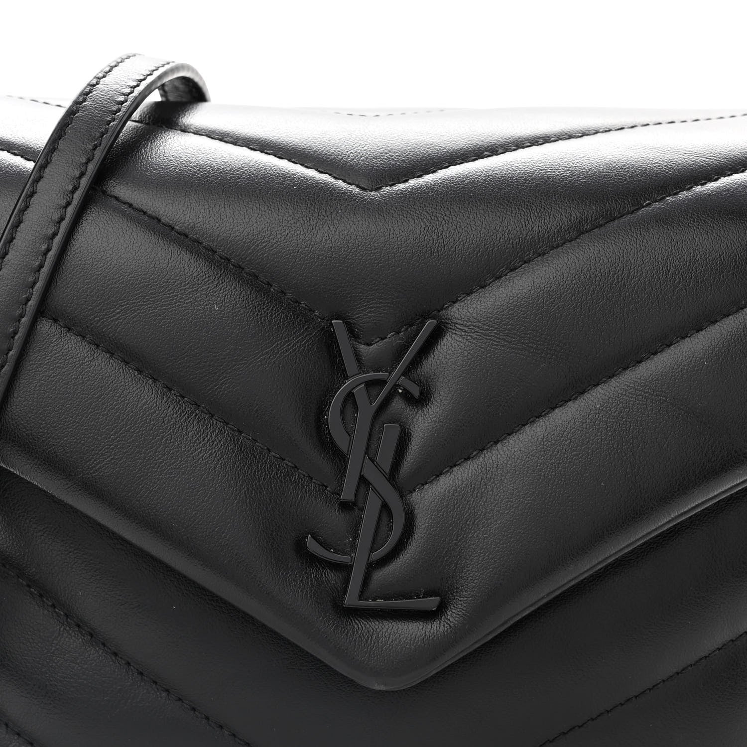 Saint Laurent Calfskin Y Quilted Monogram Monochrome Toy Loulou Crossbody Bag Black 7 of 12