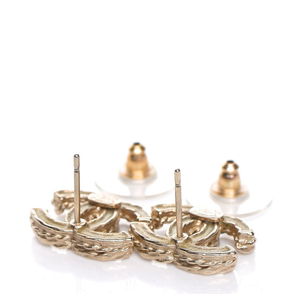 Chanel Crystal Timeless CC Earrings Gold 4 of 4
