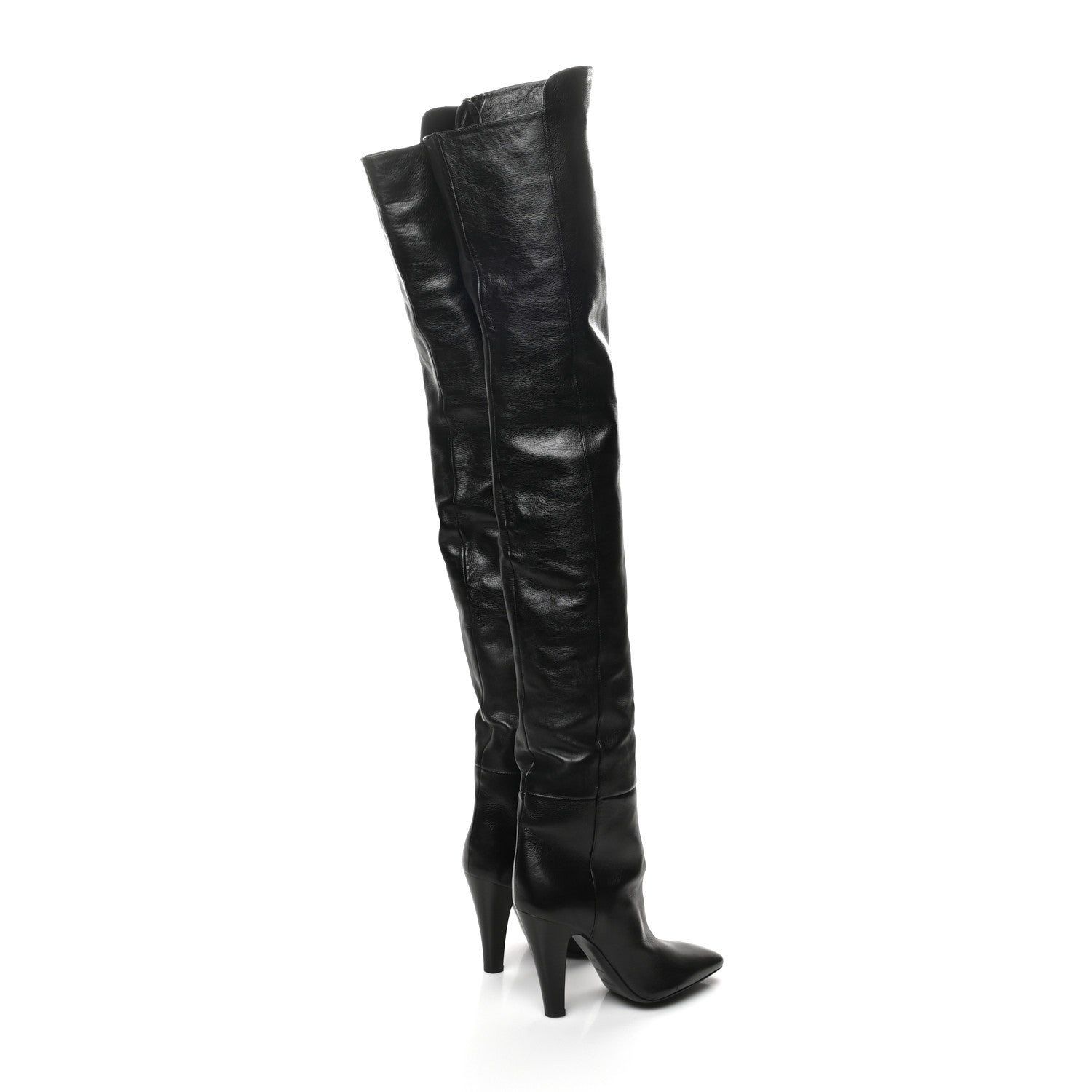 Saint Laurent Smooth Calfskin Betty 95 Over The Knee Boots 37.5 Black 4 of 7