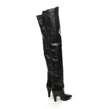 Saint Laurent Smooth Calfskin Betty 95 Over The Knee Boots 37.5 Black 4 of 7