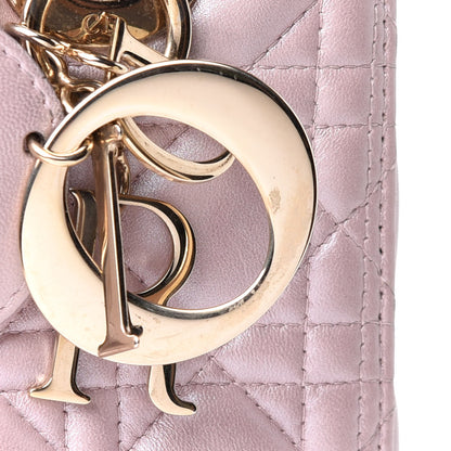 Christian Dior Pearly Lambskin Cannage Medium Lady Dior Lotus 20 of 22
