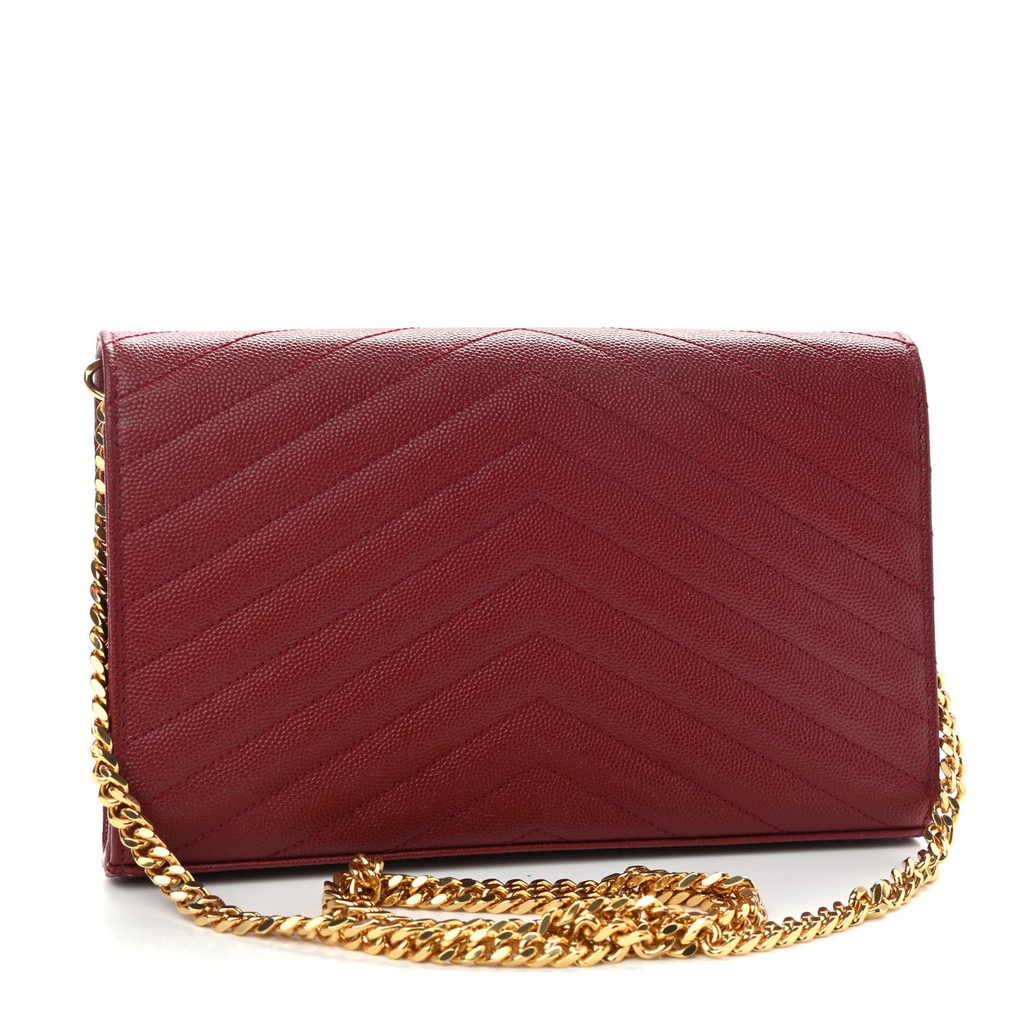 Grain De Poudre Matelasse Chevron Monogram Chain Wallet Opyum Red