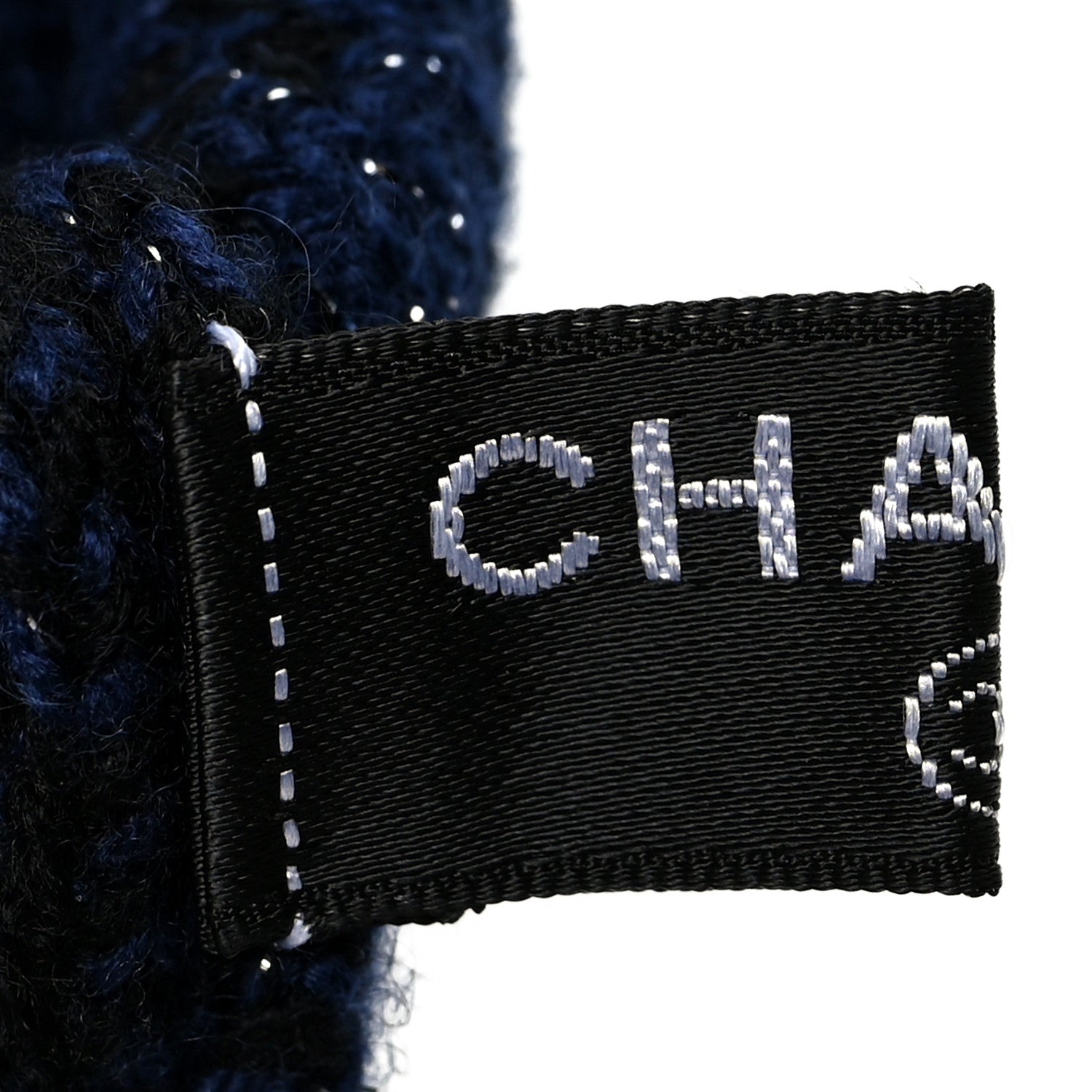 Chanel Cashmere Viscose CC Fingerless Gloves Black Navy 4 of 4