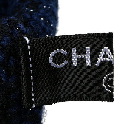 Chanel Cashmere Viscose CC Fingerless Gloves Black Navy 4 of 4