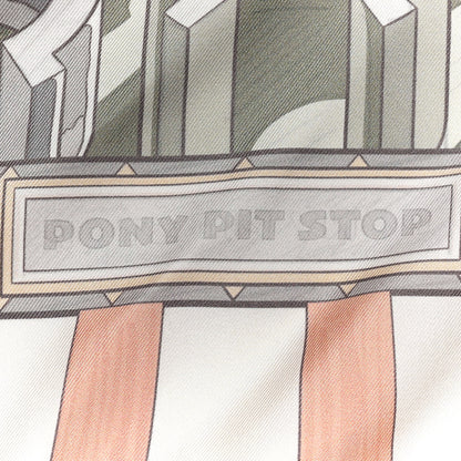 Hermes Silk Pony Pit Stop Double Face Scarf 90 Rose Poudre Gris White 5 of 5