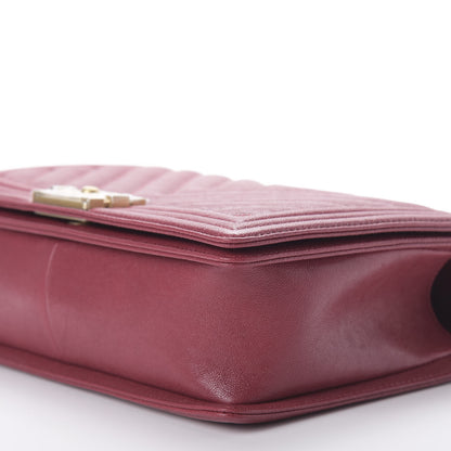 Chanel Caviar Chevron Quilted New Medium Boy Flap Red 7 of 12